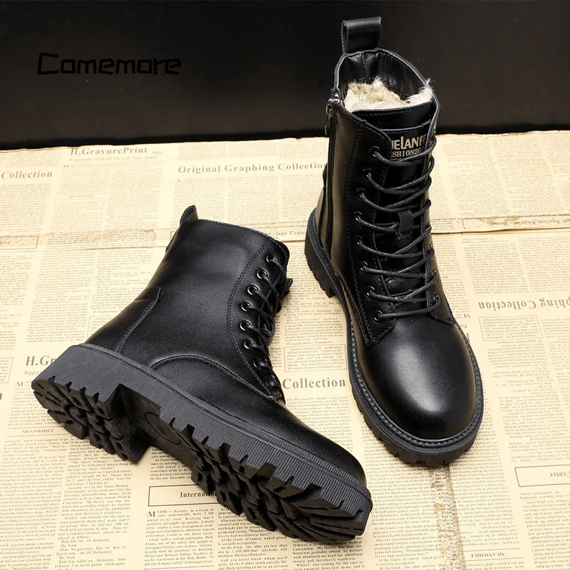 Andrea | Bottes D'hiver en Cuir Noir