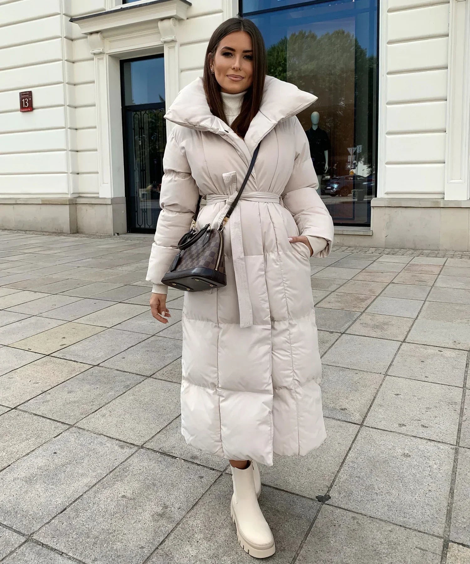 Victoria - Manteau Long D'hiver Avec Ceinture