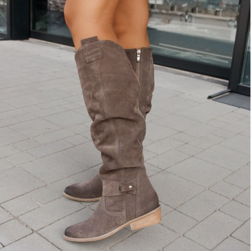 Louise - Bottes Hautes en Cuir Et en Daim