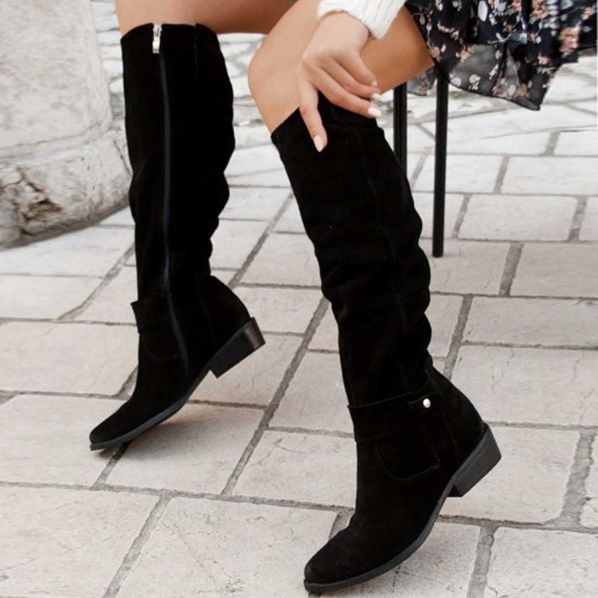 Louise - Bottes Hautes en Cuir Et en Daim