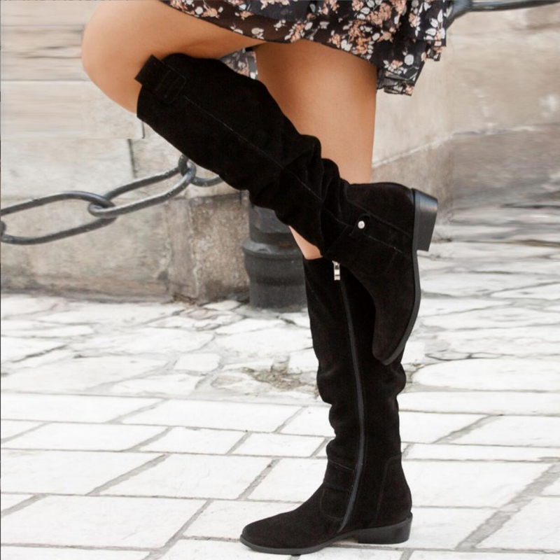 Louise - Bottes Hautes en Cuir Et en Daim