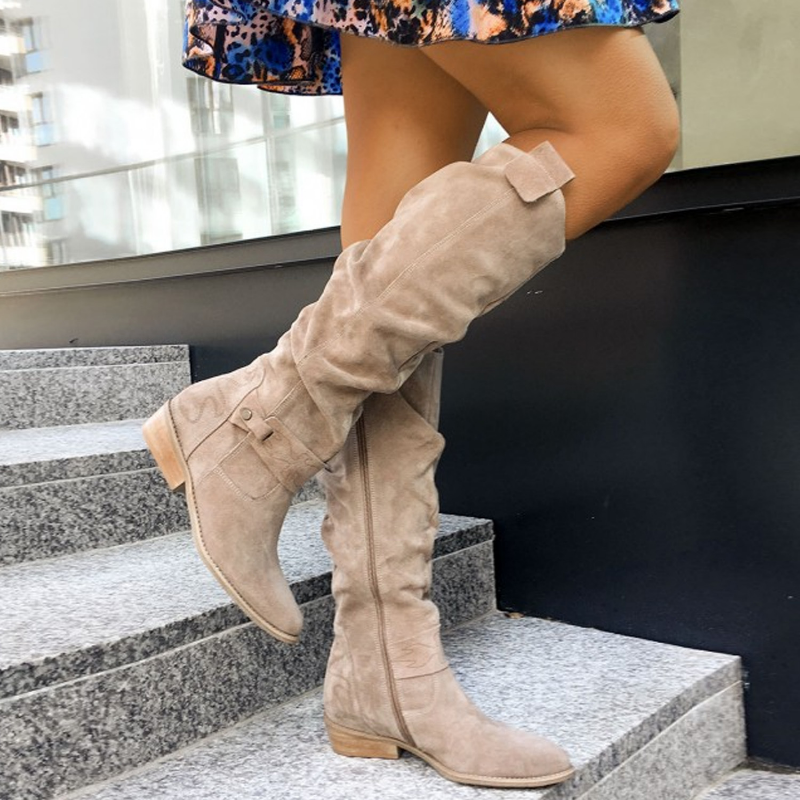 Louise - Bottes Hautes en Cuir Et en Daim